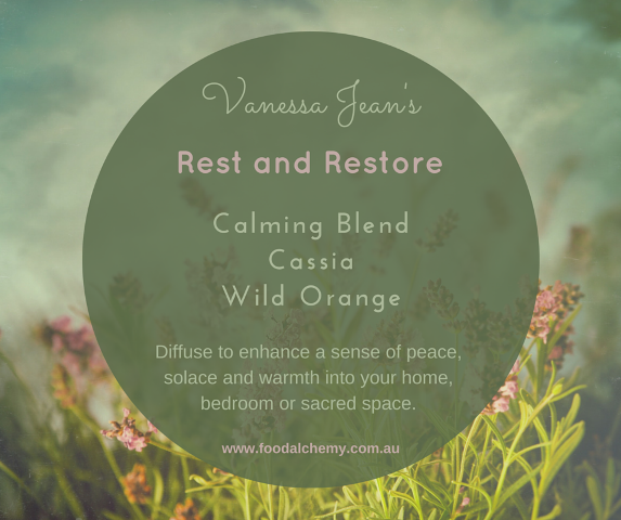 Rest and Restore essential oil reference: Calming Blend, Cassia, Wild Orange